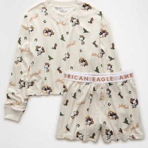 NEW American Eagle Cowboy Western Nashville Snoopy PAJAMA Set w SOCKS  Medium